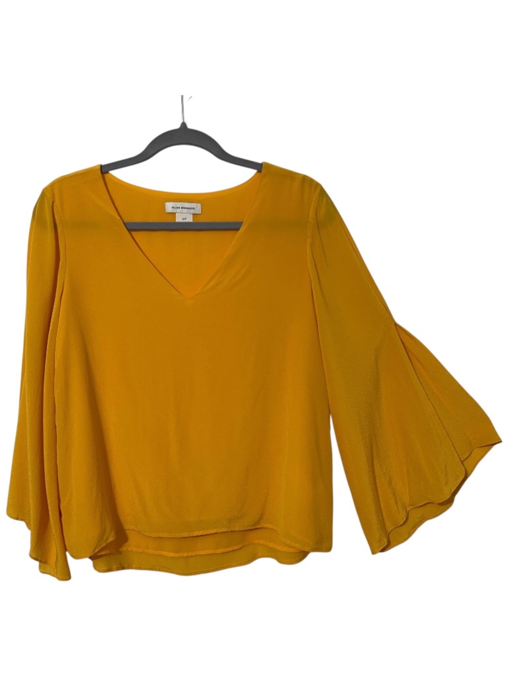 Club Monaco Womens Silk Top Size S Bell Sleeves Lined Autumn